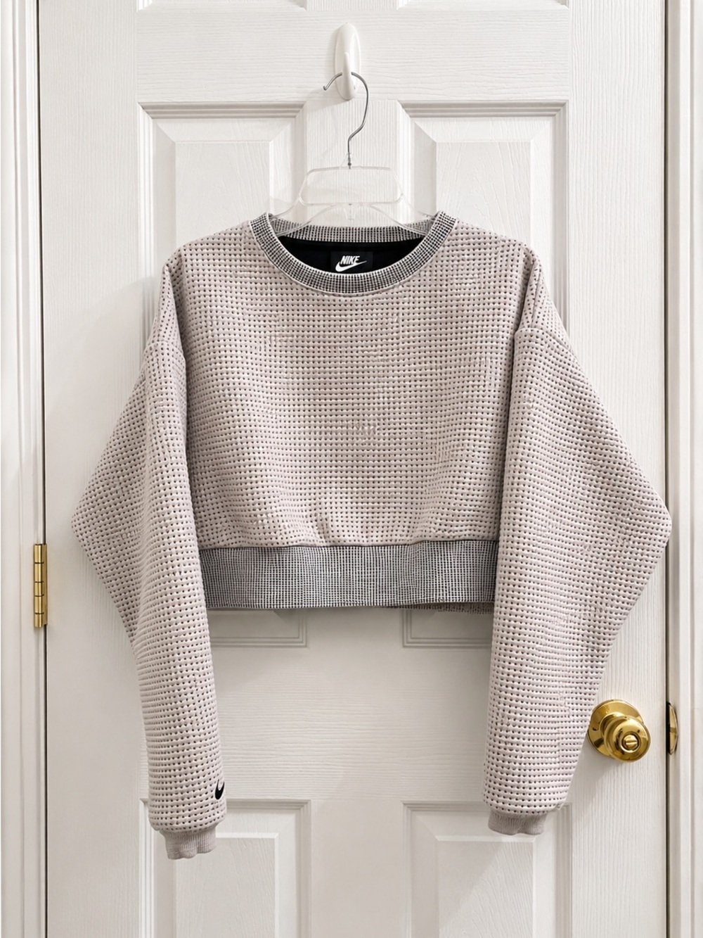 Nike Women’s Cropped Waffle Knit Sweatshirt Gray/White Size S
